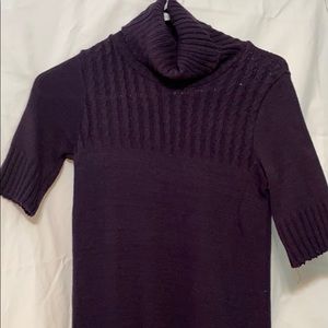 Purple turtleneck sweater dress
